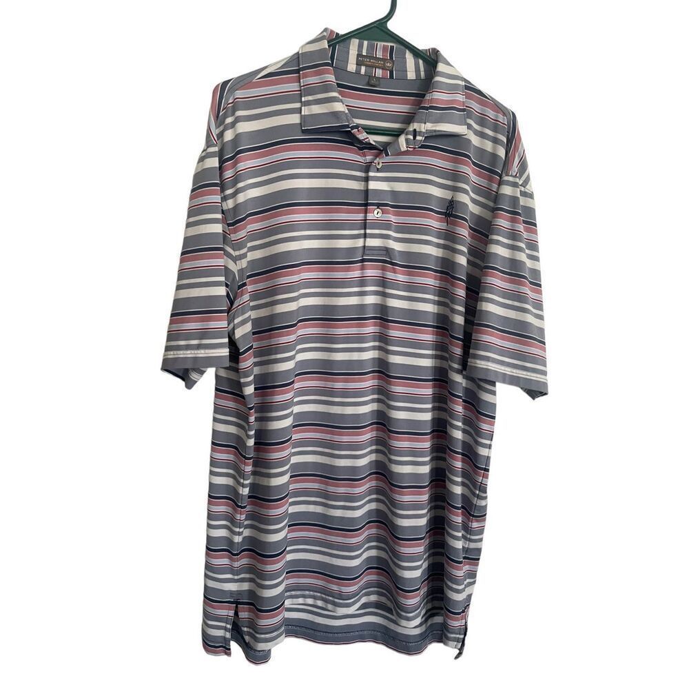 Peter Millar Mens Multicolor Striped Short Sleeve Summer Comfort Polo Size Large
